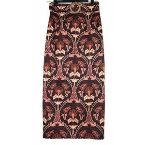 NWT Cara Cara Blaze Floral Skirt in Arcada Chocolate High-Rise Midi Size 0
